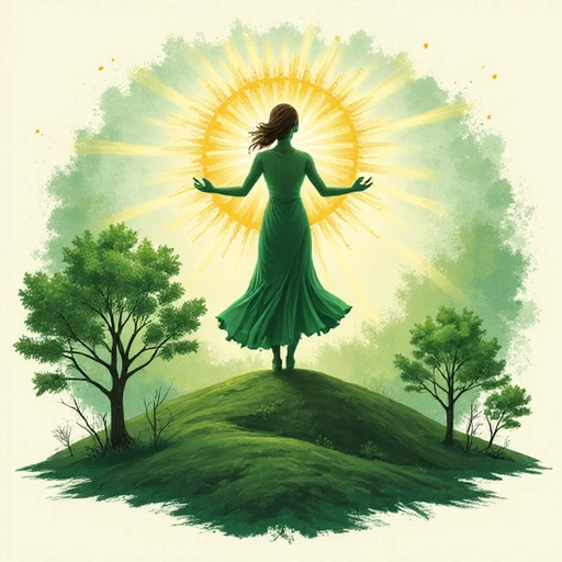 Ilustrație abstractă a energiei și vitalității, cu elemente naturale
