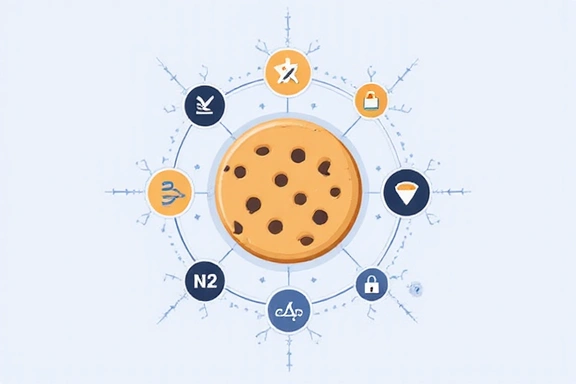 Simbol cookie cu date și iconițe de confidențialitate